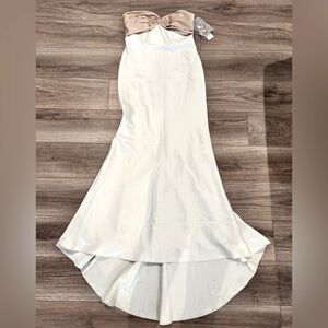 NWT! Bari Jay Cream and Tan Strapless Gown Style Number 511 Size 12